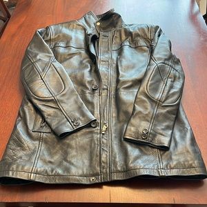 Men’s black leather jacket